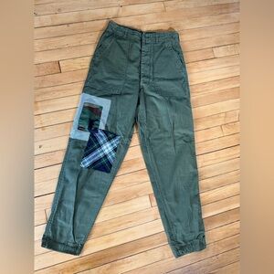 Atelier & Repairs Green patchwork cargo upcycled fatigues pants